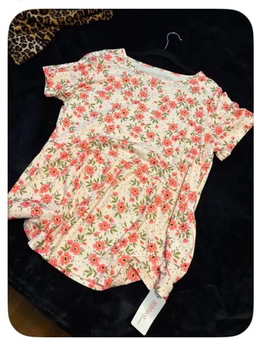 Floral Short Sleeve Peplum Tee - Pink Floral